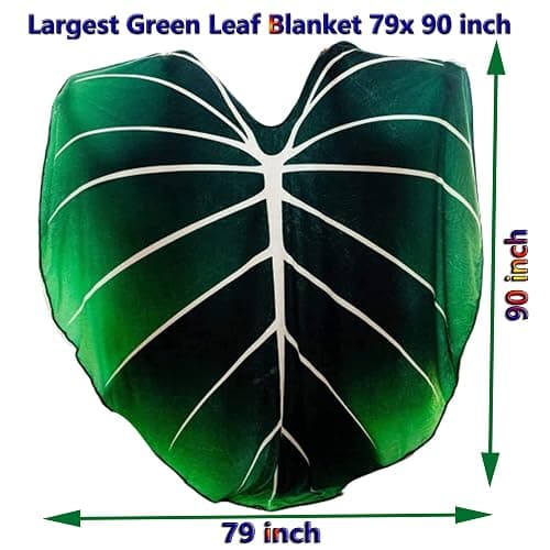 Leaf Blanket, Big Leaf Blanket Shape,Soft Plush Flannel DoubleThrow Decorative Leaves Design for Plant Lovers Bed Couch and Sofa[（79x91inch thumbnail 3