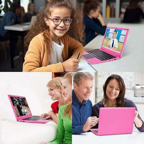 HBESTORE 10.1Inch Laptop,Quad-Core Processor with Android 12.0 OS,2GB RAM,64GB EMMC,Built-in Camera, WiFi,USB Interface,Tpye-C Charging for Learning and Entertainment (Pink 2GB+64GB) thumbnail 6