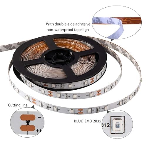 Marreal 20ft 12V 360 LED Red Strip Light, Flexible Cuttable Non-Waterproof for Indoor Party Decoration, with Power Supply & Dimmer. - Red thumbnail 8
