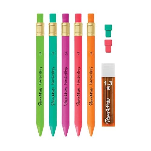 Paper Mate Handwriting Triangular Mechanical Pencil Set with Lead & Eraser Refills, 1.3mm, School Supplies, Office Supplies, Sketching Pencils, Drafting Pencil, Fun Barrel Colors, 8 Count (Pack of 2) thumbnail 4