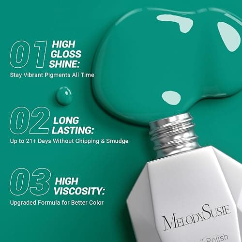 MelodySusie Green Gel Nail Polish,0.5fl oz Soak Off UV LED Turquoise Green Gel Polish Gift for Women Nail Art Manicure Salon DIY Nail Design Decoration at Home-1669 thumbnail 2