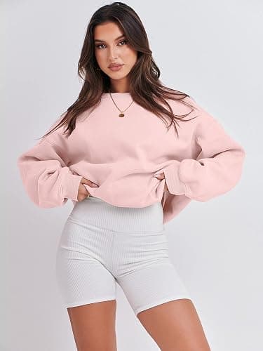 ANRABESS Womens Sweatshirts Crewneck Fleece Oversized Pullover Sweaters Fall Winter Cute Tops Teen Girls Preppy Clothes 2025 thumbnail 3