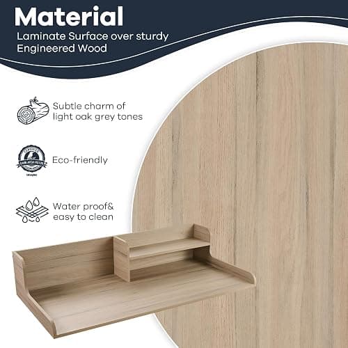 Kaboon Washer Dryer Countertop 2 Tier 58 inches Wide, Laundry Shelf Topper with Edge, 58" W x 28" D x 12" H Laundry Space Organizer, Oak(Grey Tone) thumbnail 5