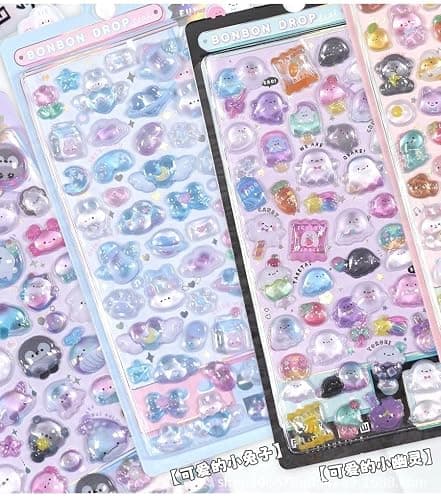 3D Puffy Stickers for Kids, 10 Sheets 450+ pcs, Mini Kawaii Resin Decorative Stickers for Scrapbooking Phone Case, Notebook, Scrapbooking (10pcs 3D Stickers) thumbnail 5