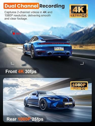 Affver 4K Dash Cam Front and Rear, Built-in 5G WiFi GPS, 64GB Card Included, 3.59'' IPS Screen Dash Camera for Cars, Dual Dashcam with G-Sensor, Loop Recording, WDR, Night Vision, 24H Parking Monitor thumbnail 3