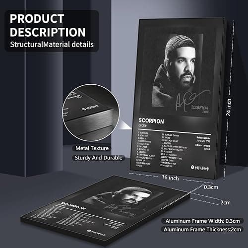 Anslivle 3-Piece Framed Canvas Drake Album Cover Posters, Black, 16x24 inches, Contemporary Music Wall Art for Living Room, Bedroom, Home Office thumbnail 6