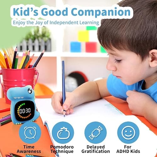 Visual Timer for Kids Light Blue Dinasuor Kids Timer Visual Led Rechargeable Toddler Timer Visual Countdown for Classroom Home Studing Playing thumbnail 5