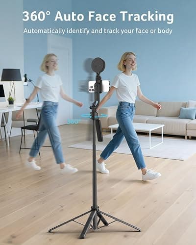 acer Auto Face Tracking Tripod for iPhone/Cell Phone/Android/Camera with Light and Remote, 64", No App, 360°Rotating Tripod Selfie Stick for Tiktok YouTube Vlog Live Streaming Video Recording thumbnail 2