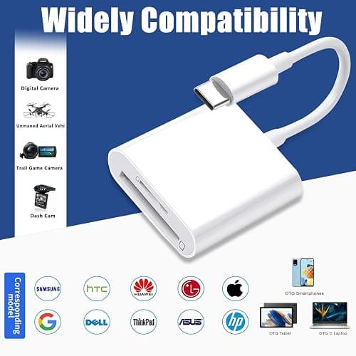 USB C SD Card Reader, Type C SD Card Reader, Supports SD and MicroSD Memory Card Adapters for iPhone 15 16/iPad/MacBook/Mac, Trail Camera Viewer Plug and Play -2 Slots thumbnail 6