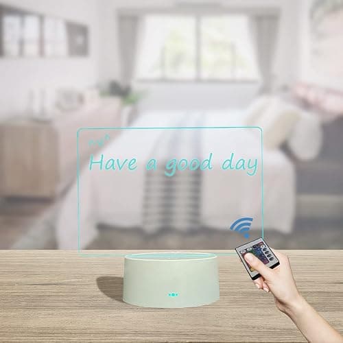 Acrylic Dry Erase Board 16 Colors Can Remote Control Light 7.3x5x0.2 Clear Desktop Note Memo Board, Includes Dry Erase Markers, Rewritable Night Light with Message Board, Soft Light Desk Lamp Gift thumbnail 5