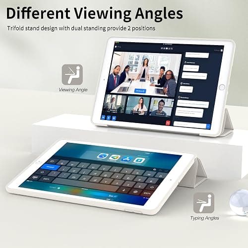 Aoub Case for iPad 9th Generation 2021 10.2 inch, iPad 8th/7th Gen 2020/2019, Without Pencil Holder, Soft TPU Back Case, Slim Lightweight Stand Protective Smart Cover, Auto Sleep/Wake - White thumbnail 6