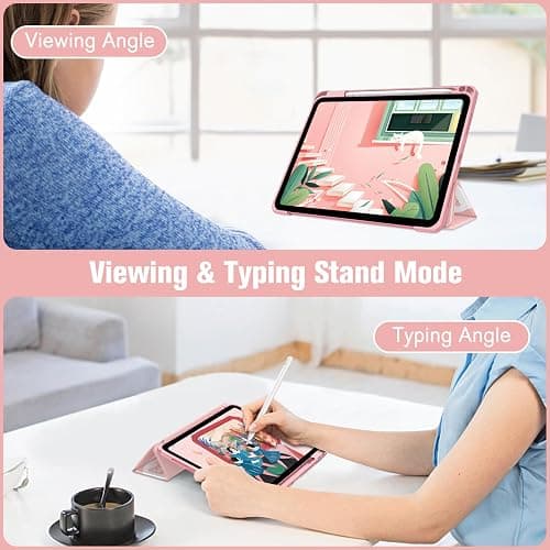 Fintie Hybrid Slim Case for iPad (A16) 11th Generation 11 Inch (2025), iPad 10th Generation 10.9 Inch (2022) - Shockproof Cover with Clear Transparent Back Shell & Pencil Holder, Strawberry Cow thumbnail 4