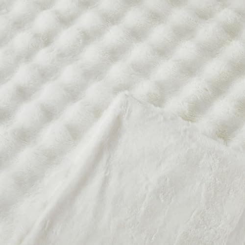 Faux Fur Throw Blanket Fleece Bubble Blanket Casa Carina-Super Soft Fluffy Fuzzy Blanket Plush Blanket-Cozy and Thick for Couch Chair Bed 130x160cm(51x63in) White thumbnail 4
