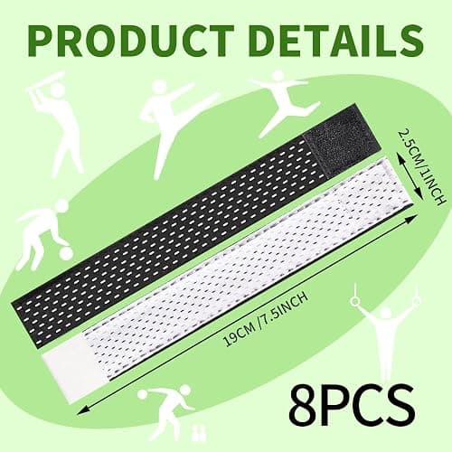 8 Count Softball Sleeve Holders Breathable Mesh Material, Adjustable Straps for Sports Bands, Baseball, Soccer, Sports Shirts - Black, White thumbnail 3