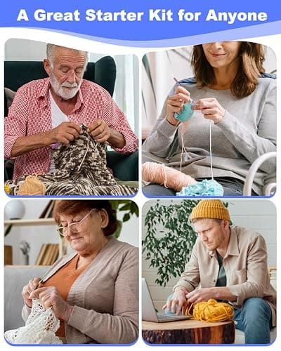 Aeelike Crochet Kits for Beginners Adults Kids, Complete Crochet Set, Navy | Crochet Kit for Beginners Young and Old, All-inclusive Kit with Crochet Hooks 655 Yards Yarn Instruction Knit Bag, Ideal Gift thumbnail 5