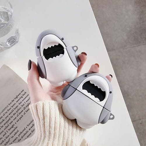 Cute Shark Case for Airpods 3rd Generation Cases 2021, Funny 3D Cartoon Kawaii Cool airpod 3 Case Cover with Cleaning Kit & Keychain for Apple Air pod 3 Gen for Boys Girls Kids Teen, Shark thumbnail 6