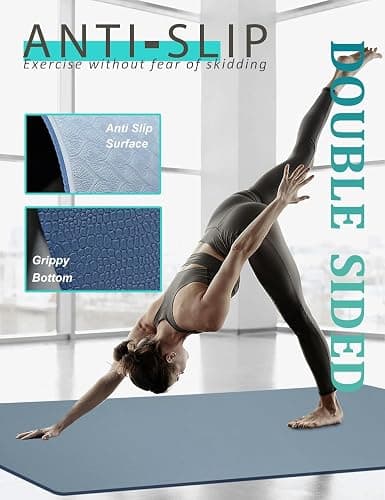 Yoga Mat Double-Sided Non Slip, 72'' x 32'' x 7mm - Extra Wide & Thick Yoga Mat for Women Men Kids, Professional TPE Yoga Mats for Home Workout, Yoga, Pilates and Floor Exercise, with Carrier Strap thumbnail 8