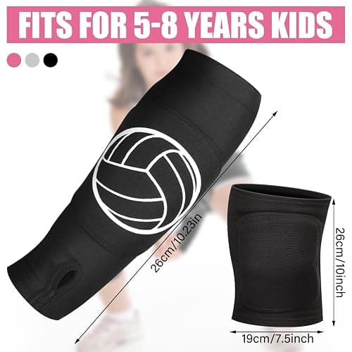 Sosation 3 Set Volleyball Arm Sleeves and Knee Pads for Kids Soft Forearm Sleeves with Protection Pad Thumbhole Volleyball Accessories for Training Youth Girls Boys 5-8 Years Old thumbnail 2