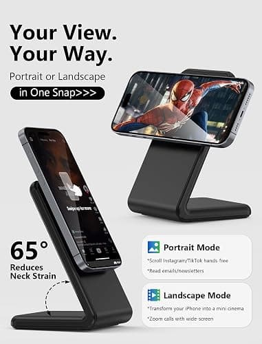 Mag.Safe Charger - iPhone Charger Stand, Fast Magnetic Wireless Charger for iPhone 17/16/15/14/13/12 Series - Black thumbnail 2