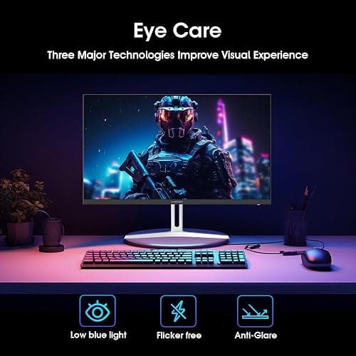 Amzfast 24 Inch Gaming Monitor 200Hz FHD 1080p Fast IPS Computer Monitor, 110% sRGB 1ms HDR Support Adaptive Sync, Eye Care VESA Mount HDMI 2.0 | Display Port 1.4 White Monitor, AMZG24X1W thumbnail 7