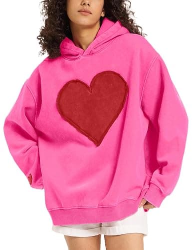 FAIABLE Hoodies for Women Heart Patch Couples Hoodies Sweatshirts Heavyweight Heart Hoodie 2026 Valentines Day hoodies Women thumbnail 2
