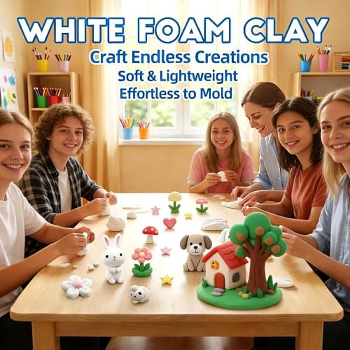 RAINFLOW White Foam Clay - Moldable Cosplay Foam Clay Soft Squishy | Creative Art Supplies for Arts and Crafts Projects, DIY Modeling, Sculpting, Handmade Crafts thumbnail 8