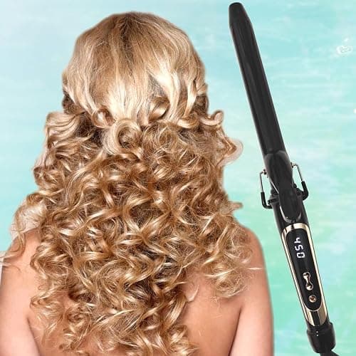 abp 1 Inch Curling Iron Extra Long Barrel with Ceramic Coating for Long/Medium Hair,LED Display Instant Heat up to 450°F with clamp,Hair Waving Style Tool Girls & Women thumbnail 6