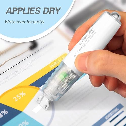 BITOSEE Refillable Retractable Quick Dry White Correction Tape,Mini Small Aesthetic Cute Correction Tape, with Easy to Use Kawaii Pen Shaped Applicator,for School Office Supplies thumbnail 9