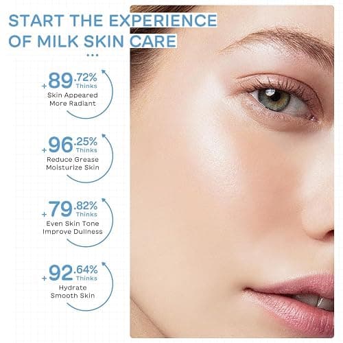 9PCS Milk Skin Care Sets & Kits for Teenage Girls-Moisturizing and Hydrating Skincare Sets- Facial Cleansing Brush & Cleanser, Serum, Face & Eye Cream, Hair Clip&Tie,Complete Gift Sets for Women thumbnail 4