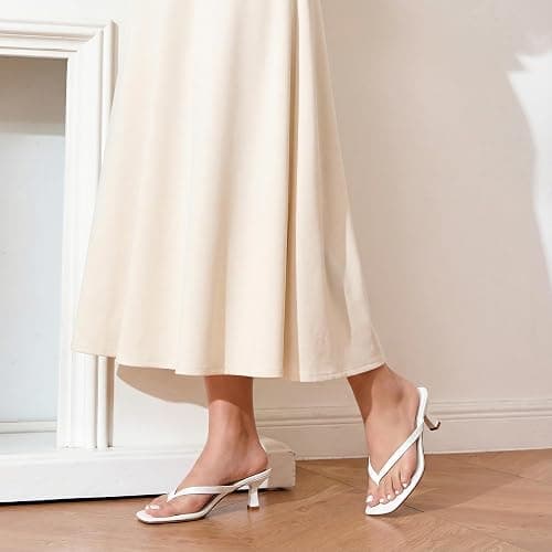 ZUVARI Kitten Heels for Women, Square Toe Flip Flop Kitten Heel Sandals, 2.16 Inch Thong Heels, Slip-On Dressy Summer Heeled Sandals thumbnail 3