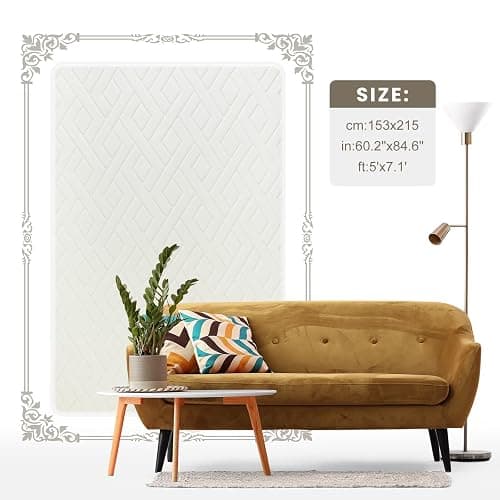 Macgace Ultra Soft Cream White Area Rug for Living Room, 5x7 Modern Geometric Shag Rugs with Nonslip Backing for Bedroom, Washable Fuzzy Carpet for Cozy Kids Girls Room Nursery thumbnail 9