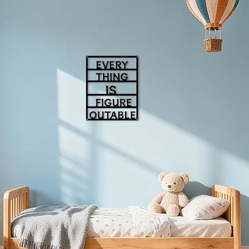 Yuzhuo Metal Everything is Figureoutable Inspirational Wall Art Positive Affirmations Wall Decor, Motivational Wall Art for Home Office Classroom, 10.5x13 Inch Black thumbnail 4
