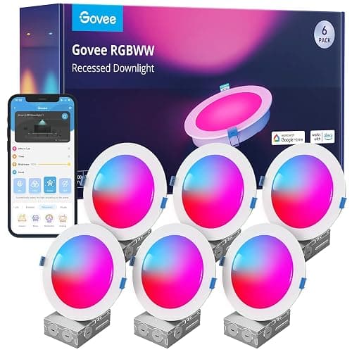 Govee 6 Inch Smart Recessed Lighting, Wi-Fi Bluetooth Direct Connect RGBWW LED Downlight, 65 Scene Mode, Work with Alexa & Google Assistant, LED Recessed Lighting with Junction Box, 1100 Lumen, 6 Pack - Image 1