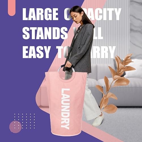 Caroeas 90L Laundry Basket (13 Colors), Waterproof Laundry Hamper, Laundry Bag with Padded Handles, Clothes Hamper Stands Up Well, Collapsible Laundry Basket Easy Storage thumbnail 4