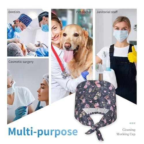 Starry Night Cardiac Adjustable Working Caps with Sweatband Scrub Hats Surgical Headgear for Women/Men thumbnail 6