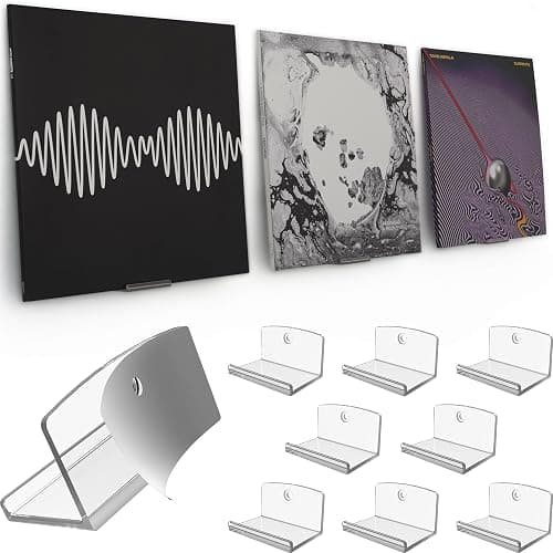 Modern JP Adhesive Vinyl Wall Mount (8-Pack) – Strong Hold Record Holder Wall, Record-Safe Easy Installation, Album Wall Mount for 1LP and 2LP – Clear - Image 1