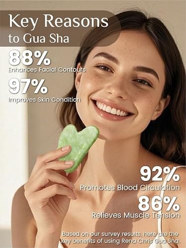 Rena Chris Gua Sha Facial Tools: Natural Jade Stone Guasha Tool for Face Acupuncture Therapy, Facial Massager for Jawline Sculpting and Puffiness Reducing (Mint Green) thumbnail 4