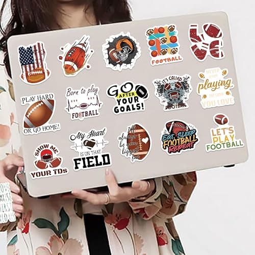 100pcs Football Stickers for Water Bottle, American Football Rugby Vinyl Waterproof Decal for Boy Teen Adult Laptop Phone Skateboard Guitar Luggage Notebook Helmet thumbnail 2