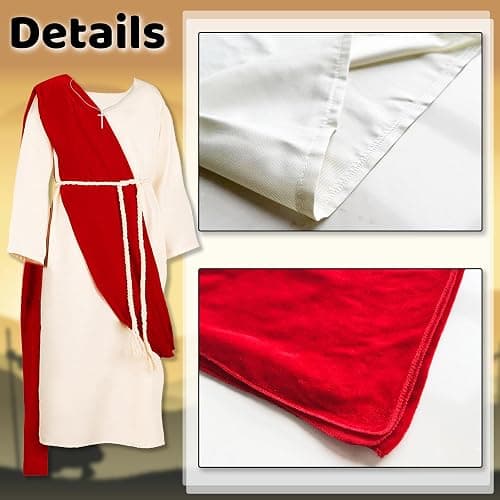 Yickoon Kids Jesus Saint Biblical Robe Costume Necklace Scarf Shawl Waist Rope Cosplay for Kids Halloween Christmas thumbnail 5