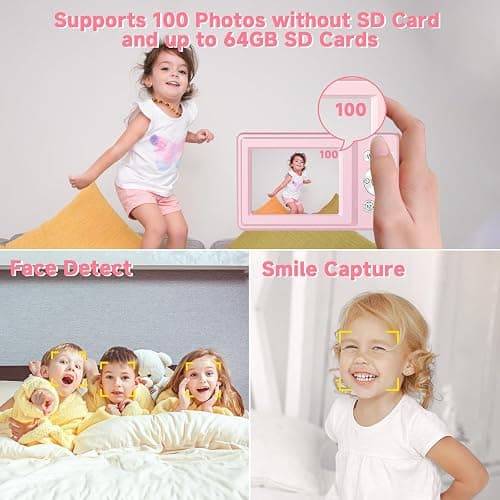 Digital Camera, 44MP Compact Camera, FHD 1080P Point and Shoot Digital Cameras with 16X Zoom, Face Detect, Smile Capture, Anti Shake, for Boys Girls Teens Gifts (Pink) thumbnail 4