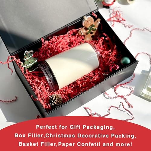 Corlcol 200g(7oz) Crinkle Paper Filler for Gift Baskets Gift Box Paper Shreds for Birthday, Weddings,Valentine's Day, Christmas (Red) thumbnail 5