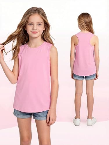 QWE 5 Pack Girls Tank Tops Dry-Fit Girls Sleeveless Undershirts Athletic Tank Tops for Teen Dance Performance thumbnail 4