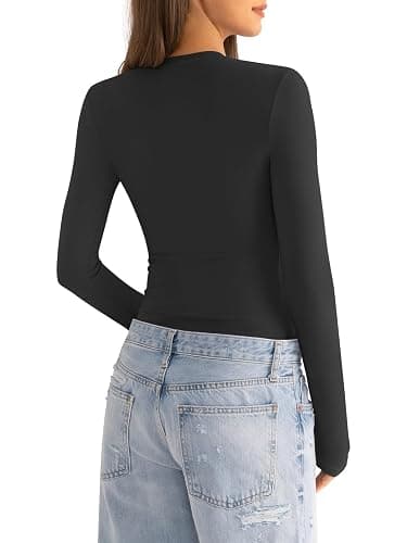 EasyGala Womens Cotton Long Sleeve Shirts Crew Neck Fitted Basic Going Out Outfits Undershirt Spring Fall Clothes 2025 thumbnail 4
