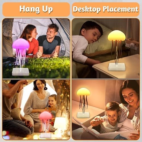 LED Jellyfish Lamp RGB Gradient Jelly Fish Light with Dancing Legs and Touch Sensor Rechargeable Cute Desk Lamp for Bedrooms, Living Room (Hanging + Base) thumbnail 5