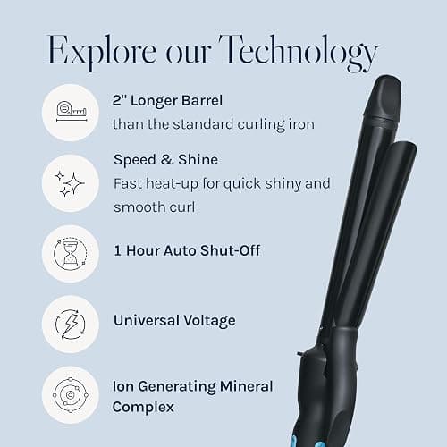 Bio Ionic Long Barrel Styler,Curling Iron with Moisture Heat Technology & NanoIonic MX, Verstatile Curling Wand thumbnail 3
