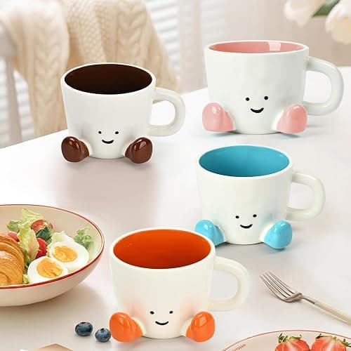 EWCEFIC Coffee Mugs,Cute funny Mug For Women, 380ml Unique Ceramic Coffee Tea Cups, Office Mug Gift (pink) thumbnail 6