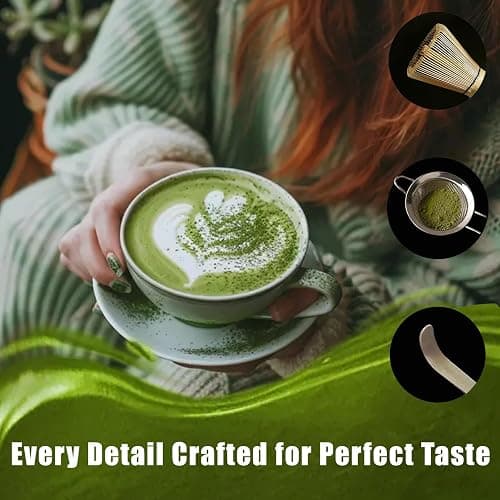 Matcha Whisk Set, Ceramic Matcha Set Includes Matcha Bowl,Chashaku Matcha Scoop thumbnail 6