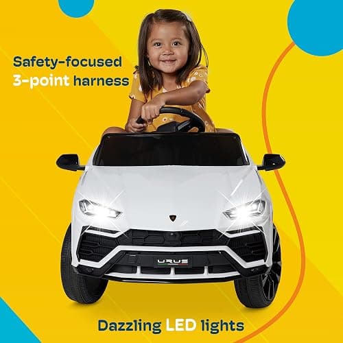 Kidzone Ride On Car 12V Lamborghini Urus Kids Electric Vehicle Toy w/Parent Remote Control, Horn, Radio, Port, AUX, Spring Suspension, Opening Door, LED Light - Pink thumbnail 3