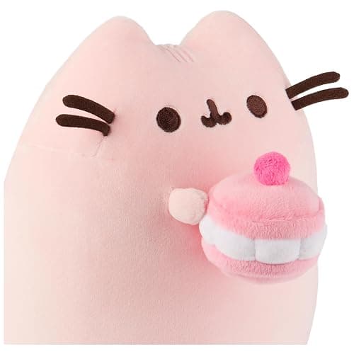 GUND Pusheen Cherry Macaron Squisheen Plush, Squishy Toy, Collectible Dessert Food Toy, Cat Stuffed Animal for Ages 8 and Up, Pink, 9.5” thumbnail 3
