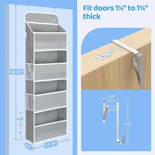 Yecaye 4 Shelf Bathroom Organizers and Storage, 35.2lbs Load Closet Door Organizer Hanging, Swing-proof Hanging Over the Door Organizer for Nursery Newborn Baby Essential (2 Pack) thumbnail 2